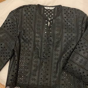 ZARA NWT black leather shirt